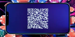 Código QR en la pantalla de un teléfono para descargar la aplicación de Maggico