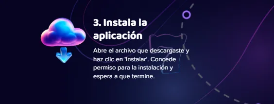 Tercer paso: abrir el archivo descargado y pulsar Instalar la aplicación