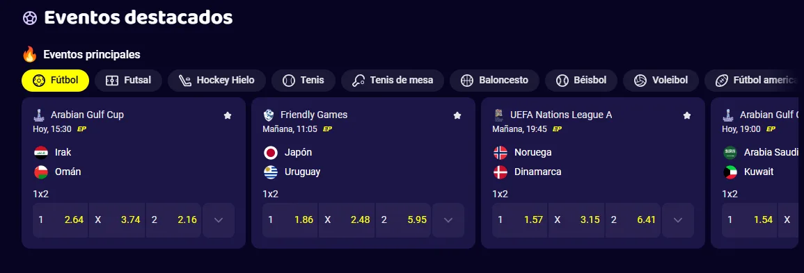 Eventos destacados de la línea de Maggico con fútbol, tenis, baloncesto y hockey hielo