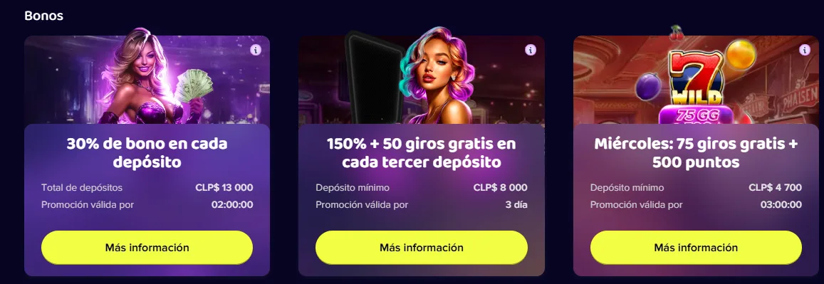 Promociones recurrentes de Maggico: 30 % en cada depósito, 150 % con 50 giros y los miércoles de giros