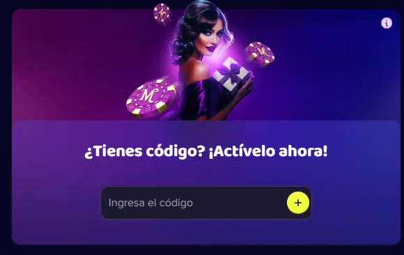 Campo para ingresar el código promocional en la página de promociones de Maggico