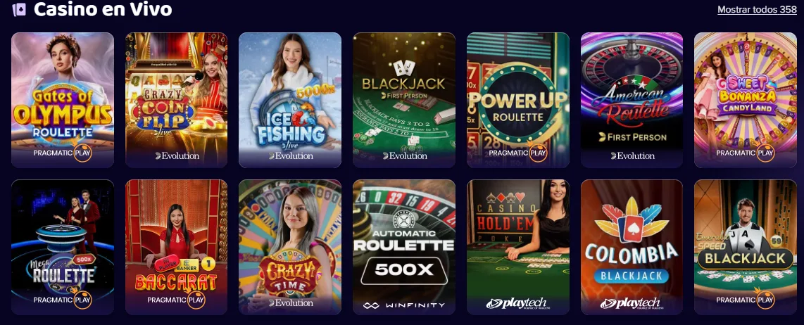Mesas de casino en vivo de Maggico con ruletas y blackjack de Evolution y Pragmatic Play