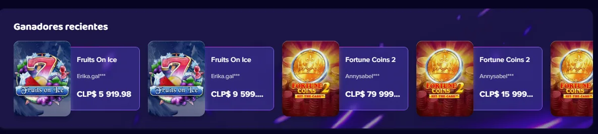 Ganadores recientes de Maggico con los premios mostrados en pesos chilenos